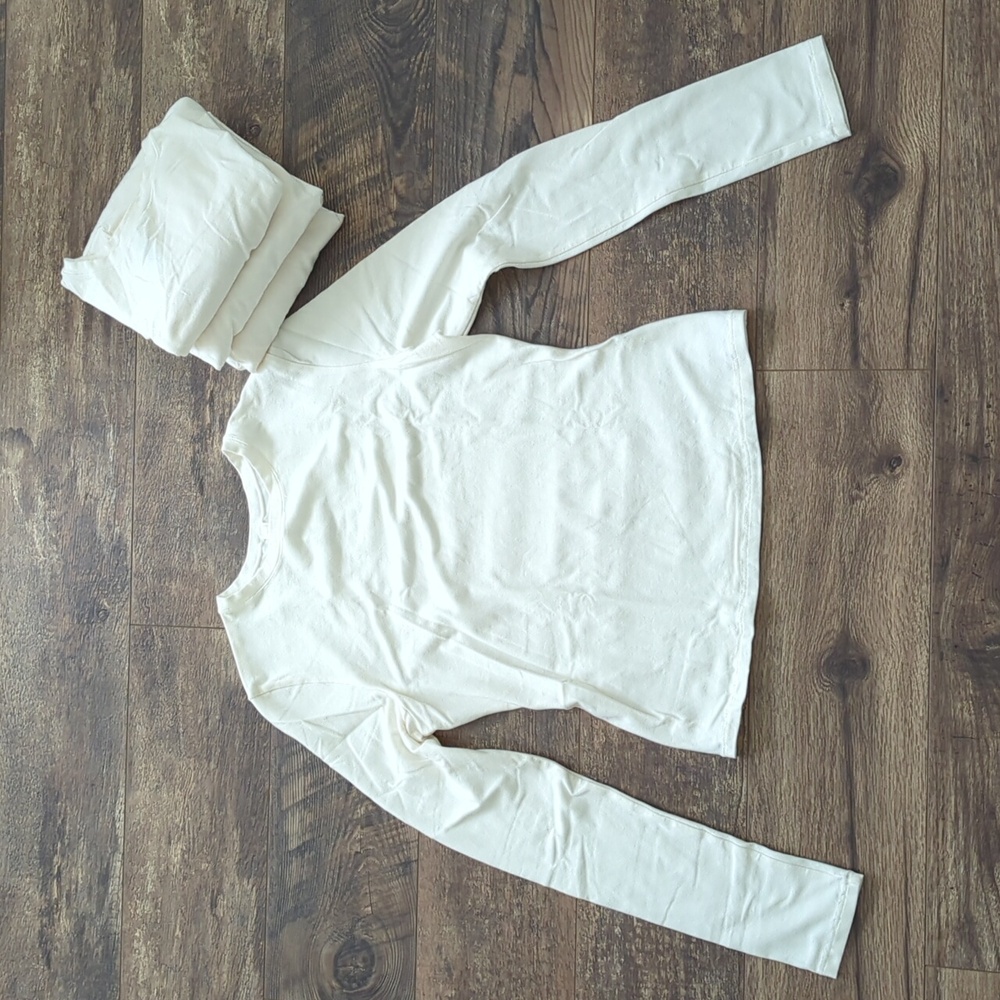 4 NWOT Skims Marble White Off White Long Sleeve Smooth Cotton Shirts Tops